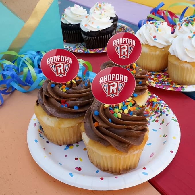 Radford University Primary Logo Cupcake Picks Toppers Decoration Set of 6