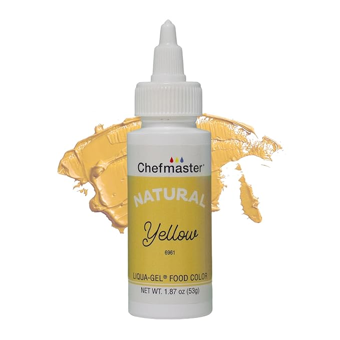 Plant‑Based Natural Liqua-Gel Food Coloring by Chefmaster, No Artificial Dyes, Gel Color for Icing, Frosting, Fondant, & Decorating, Quality Crafted in California USA, Yellow, 1.87 oz