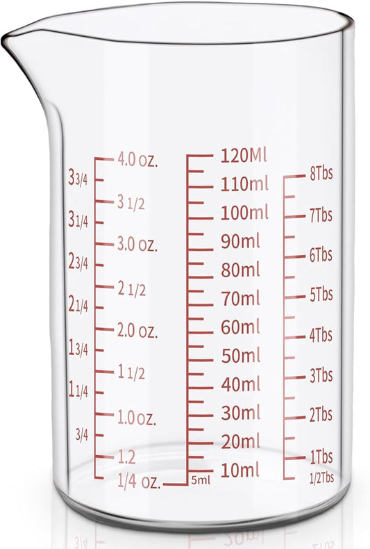 Measuring Cup 120ml (4OZ), Made of High Borosilicate Glass, V-Shaped Spout 4 oz Measuring Cup, Glass Liquid Measuring Beaker