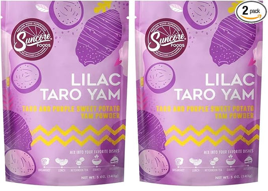 Suncore Foods Lilac Taro Yam Powder, Light Purple Food Coloring Powder, Gluten-Free, Non-GMO, 5oz (2 Pack)