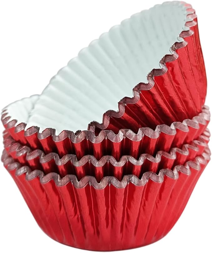 MEETINGU Bright Red Cupcake Liners, Paper Foil Cupcake Liners Muffin Baking Cups for Standard Baking Cupcakes