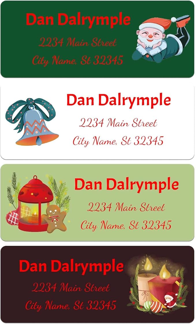 Personalized Address Labels mailing Labels Stickers Personalized Christmas Stickers 150pcs in Paper, Vinyl, Kraft Paper, Clear Material 0.75inchx2.5inch (Style 8)
