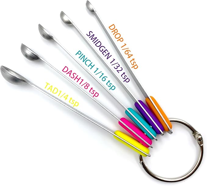 Measuring Spoons Set, Small Measuring Spoon 1/64, 1/32, 1/16, 1/8, 1/4 tsp, Mini Measuring Spoons, Stainless Steel Measuring Spoons, Set of 5