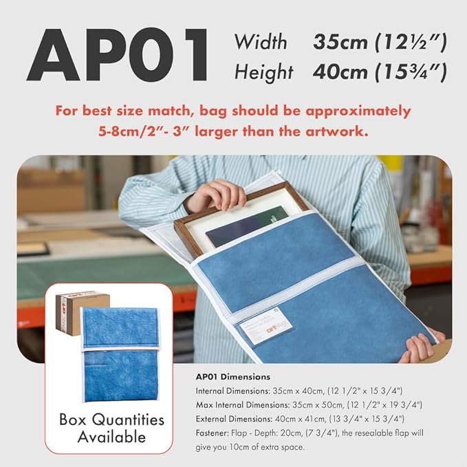 Art Bags (AP01-14" x 16") - Strong • Shock-Absorbent • Reusable • Non-Toxic • Waterproof • Acid-Free Lining - Long-Term Art Storage + Shipping + Protection Solution