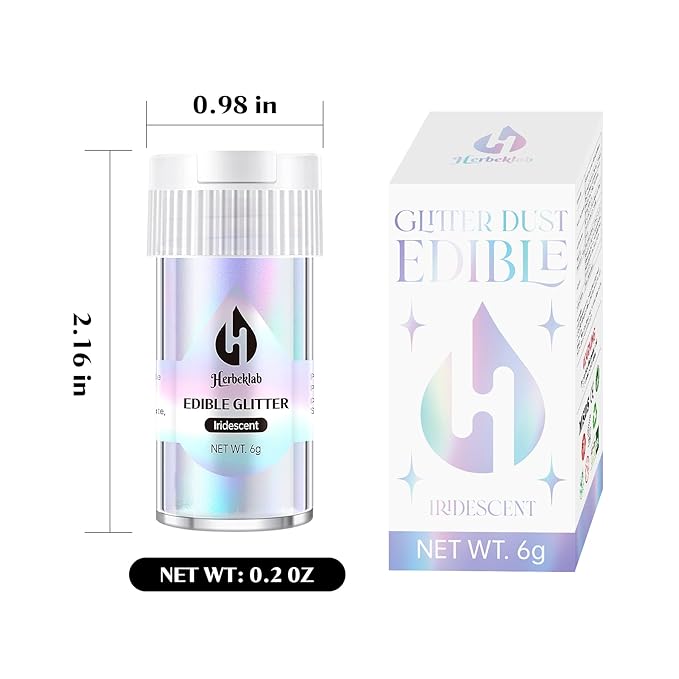 Iridescent Edible Glitter – 6g Rainbow Luster Dust Drink Glitter, Food Grade Shimmer Powder for Cocktails, Cakes, Beverages, Chocolate & Candy