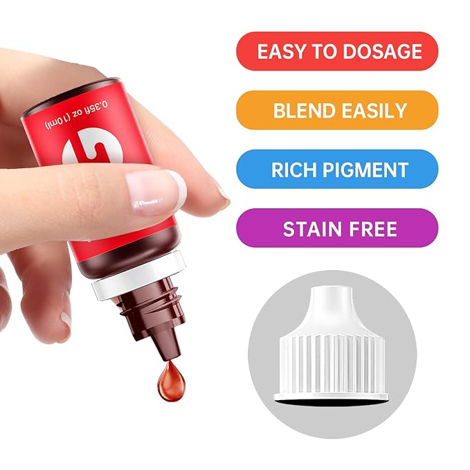 Food Coloring Liquid - 6 Colors x 10 ml Water-Based Concentrated Food Dye for Slime, Baking, Icing, Cake Decorating & Easter Eggs