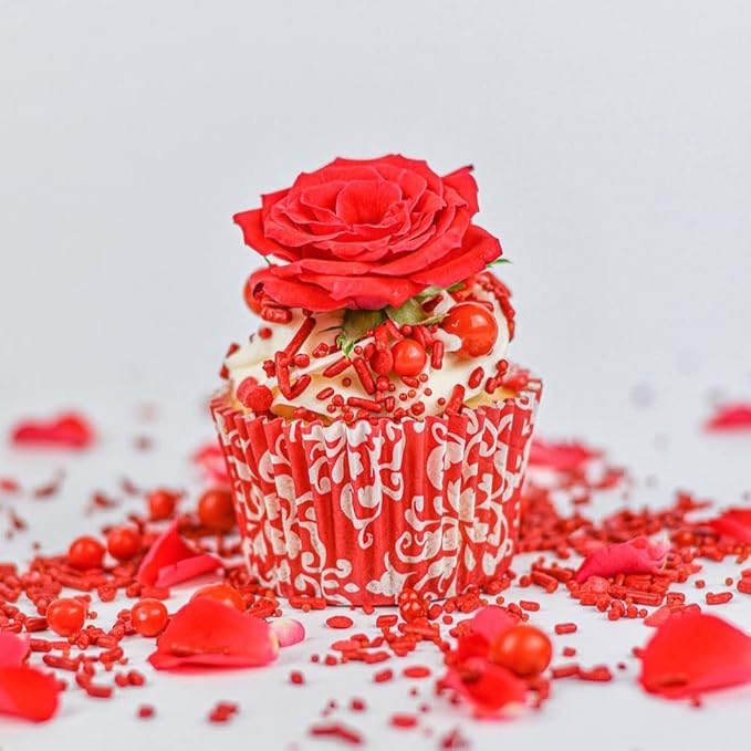 Red Sprinkles Valentines Day Sprinkles for Cake Decorating Fancy Valentine Day for Cookie Decorating Valentines Day Edible Cake Decorations Cake for Baking with Sugar Pearls