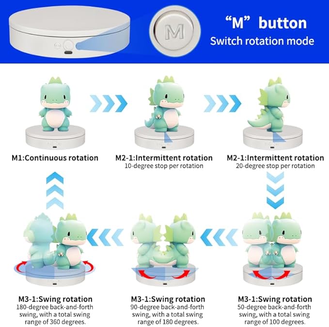 Rotating Display Stand with Type-C Power Cable, Motorized Turntable Adjustable Speed and Direction for Jewelry Photography, Spinning Platform for Product Shooting and Displaying (white, 5.9'')