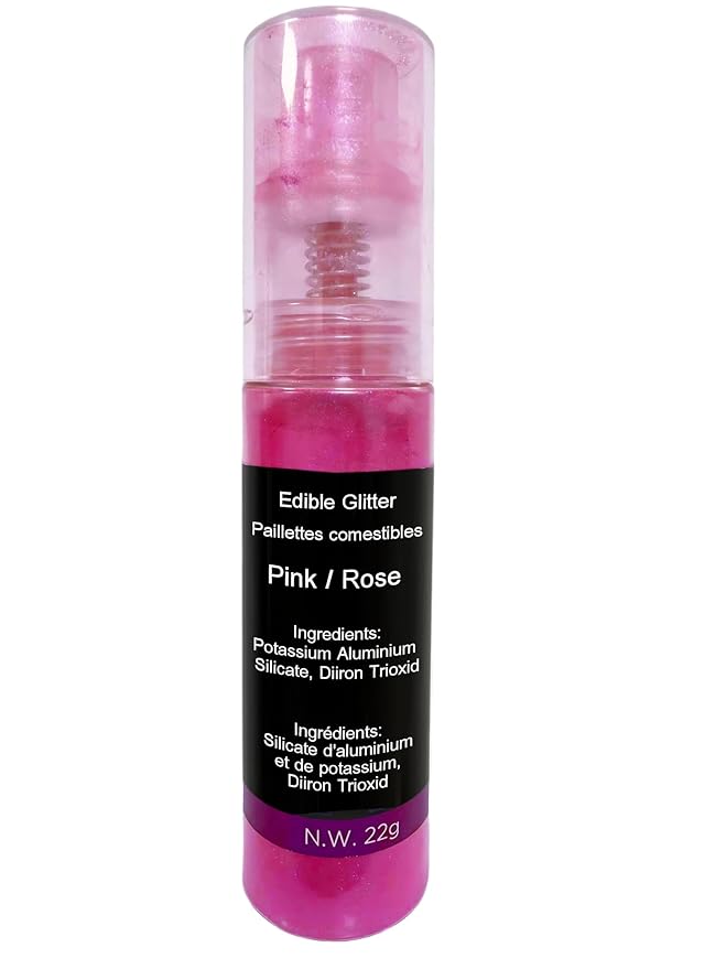 Edible Glitter Spray 22g (Pink) - Metallic Food Coloring Powder, Food-Grade Glitter, Metallic Shimmer Edible Color Powder - Flash Powder for Beverages, Cocktail, Cake Decorating, Baking, Icing, Candy