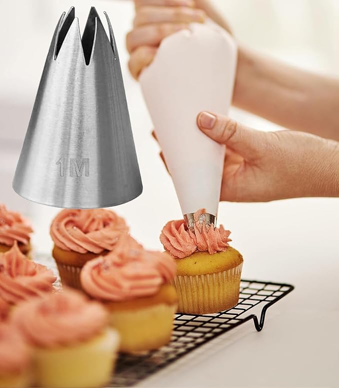 4pcs 1M Cake Piping Tips, Cake Decorating Kit,Baking Supplies,Piping Tips,Piping Bags And Tips Set,Frosting Piping Kit,for Cookie Cup cake