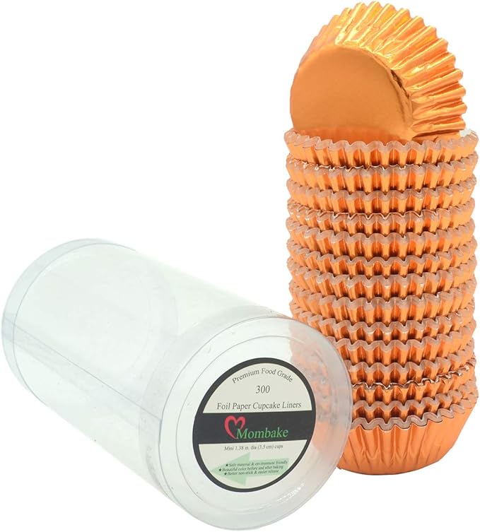 Mini Orange Foil Cupcake Liners Muffin Baking Cups for Party and More, 300-Count