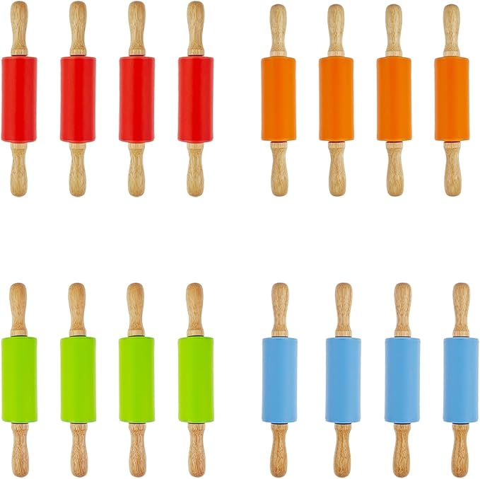 16 Pack Small Rolling Pin for Kids, Kids Rolling Pin for Home Kitchen (9 Inch)