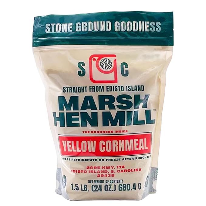 Marsh Hen Mill Stone Ground Yellow Cornmeal | Premium Heirloom Corn Flour | All Purpose Flour For Baking & Cooking | Consistent Results | Grown on Family Farm | Organic Cornmeal | 24 Oz Pack