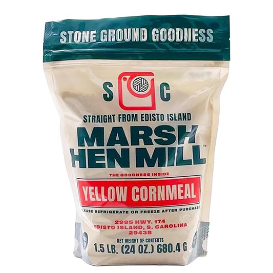 Marsh Hen Mill Stone Ground Yellow Cornmeal | Premium Heirloom Corn Flour | All Purpose Flour For Baking & Cooking | Consistent Results | Grown on Family Farm | Organic Cornmeal | 24 Oz Pack