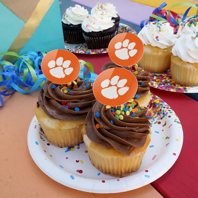 Clemson University Primary Logo Cupcake Picks Toppers Decoration Set of 6
