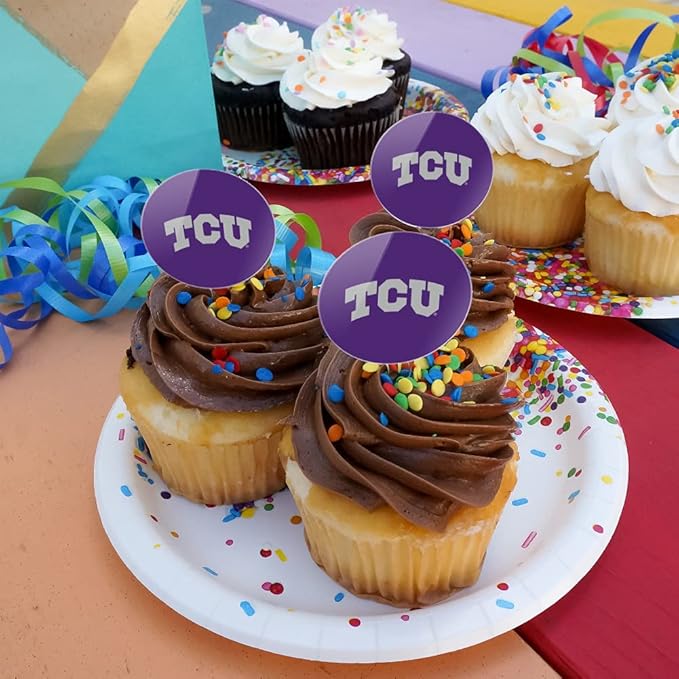 TCU Primary Logo Cupcake Picks Toppers Decoration Set of 6