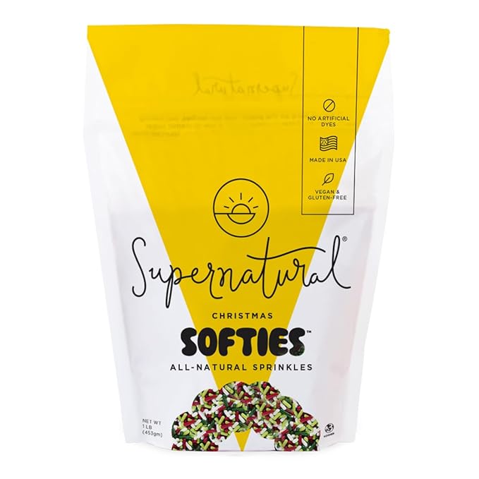 Christmas Softies Natural Sprinkles by Supernatural, Made in USA, No Artificial Dyes, Soy Free, Gluten Free, Vegan, 16oz