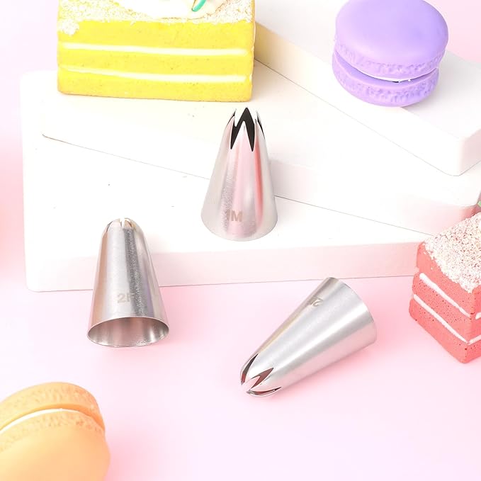 4pcs 1M 2D 2F 1B Cake Piping Tips, Cake Decorating Supplies Piping Tips, Piping Nozzles Decorating Tips, Baking Tools For Buttercream, Icing, Birthday Cake, Cupcake, DIY Art