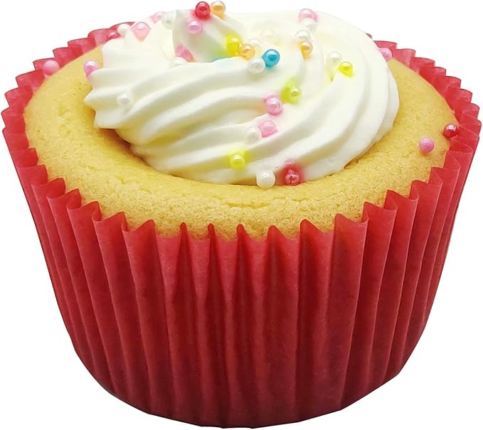 Premium Red Greaseproof Cupcake Liners Muffin Paper Baking Cups Standard Size, 100-Count