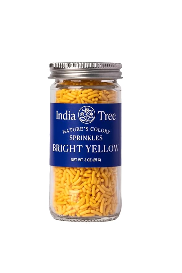 Bright Yellow Sprinkles – Vegan, Non‑GMO, Dye‑Free, Allergen‑Free, 3 oz Jar – India Tree Nature’s Colors