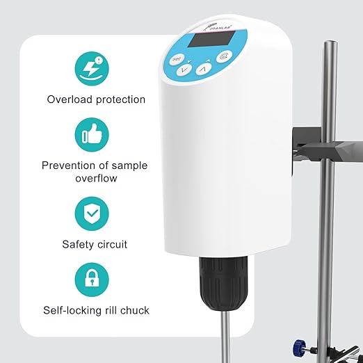 JOANLAB Digital Overhead Stirrer Mixer 10L Electric Laboratory Industrial Liquid Mixer Stirring 10,000mPa.s,100-2000RPM Adjustable