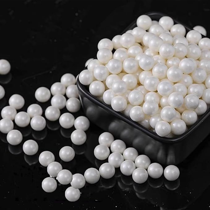 PhilaeEC White Peals 10mm Size Sprinkles for Cake Decoration Edible Candy Baking Cookie Cupcake Toppers Wedding Party Valentines Halloween Christmas Supplies 4.23oz