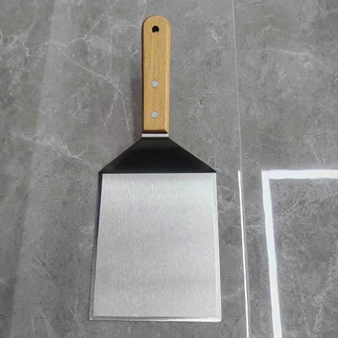 Extra Wide Griddle Spatula – Large Metal Grill Spatula with Full Tang Wooden Handle & Beveled Edges, Heavy Duty Turner for Skillets, Griddles & Grills, Perfect for Burgers (Style 04)