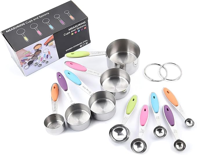 Measuring Spoons Set, Stainless Steel Measuring Spoons for Cooking and Baking, Heavy Duty Kitchen Gadgets for Easy Storage, Perfect Kitchen Utensils Gadgets (Set of 10)