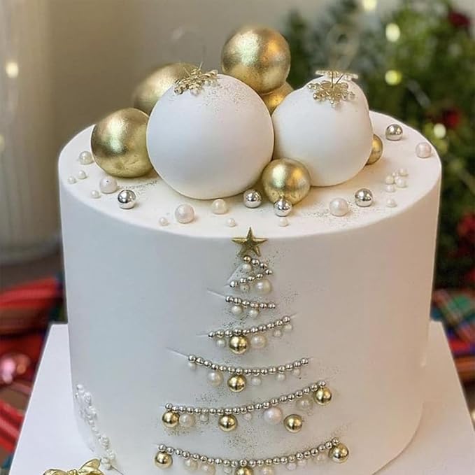 Sentovac 14mm Gold Pearl Sprinkles Large Edible Cake Decorating Sugar Candy Cookie Cake Cupcake Topper Ice Cream Baking Decorations Halloween Christmas Valentines Wedding Supplies