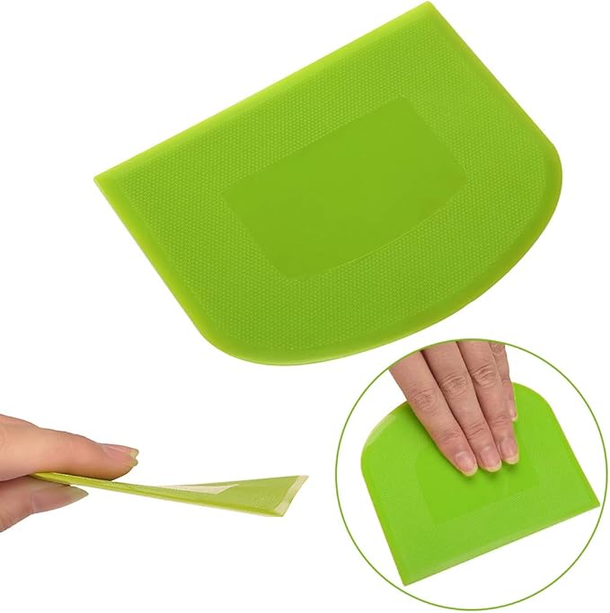 Dough Scraper Bowl Scraper Bread Cream Cake Pizza Cutter Bench Scraper- Flexible Plastic Multi-Function Kitchen tools, 2 Piece White-Green