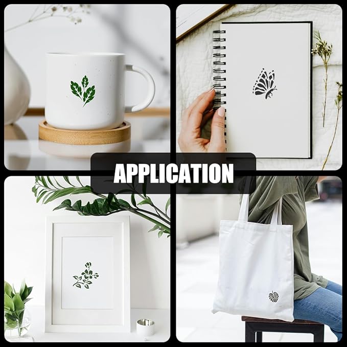 36Pcs Stencils for Painting, 3 Inch Reusable Small Stencil Flower Plant Animal DIY Craft for Rock, Walls, Canvas, Drawing, Art Scrapbook Home Decor.