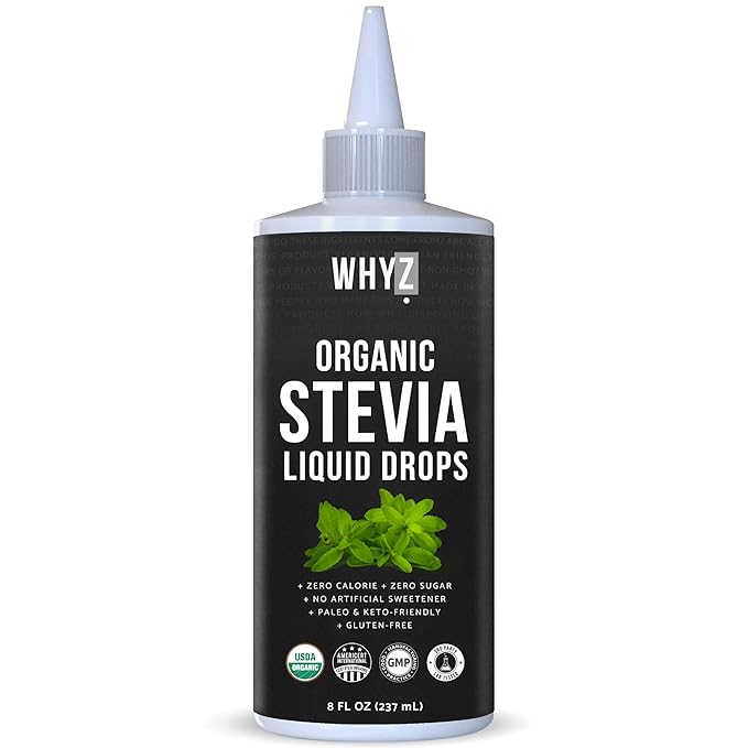 Organic Stevia Liquid Drops Pure Liquid Stevia Extract, Zero Calorie Sweetener for Coffee, Tea & Baking Keto Friendly Sweetener Drops, 8 fl oz, 1,823 Servings