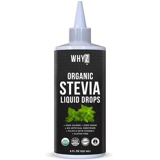 Organic Stevia Liquid Drops Pure Liquid Stevia Extract, Zero Calorie Sweetener for Coffee, Tea & Baking Keto Friendly Sweetener Drops, 8 fl oz, 1,823 Servings