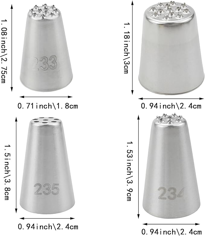4 PACK Grass Icing Nozzles Set, Grass Cream Icing Piping Nozzles Tips Set, Stainless Steel Pastry Tools for Cake Cookies Decorating, DIY Baking Tools