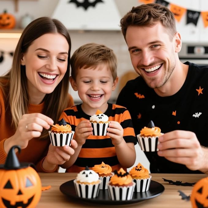 200 Pcs Black and White Cupcake Liners, Paper Baking Cups, Greaseproof Muffin Liners, Elegent Cupcake Muffin Cases, Disposable Cupcake Wrappers for Baby Shower Birthday Themed Party