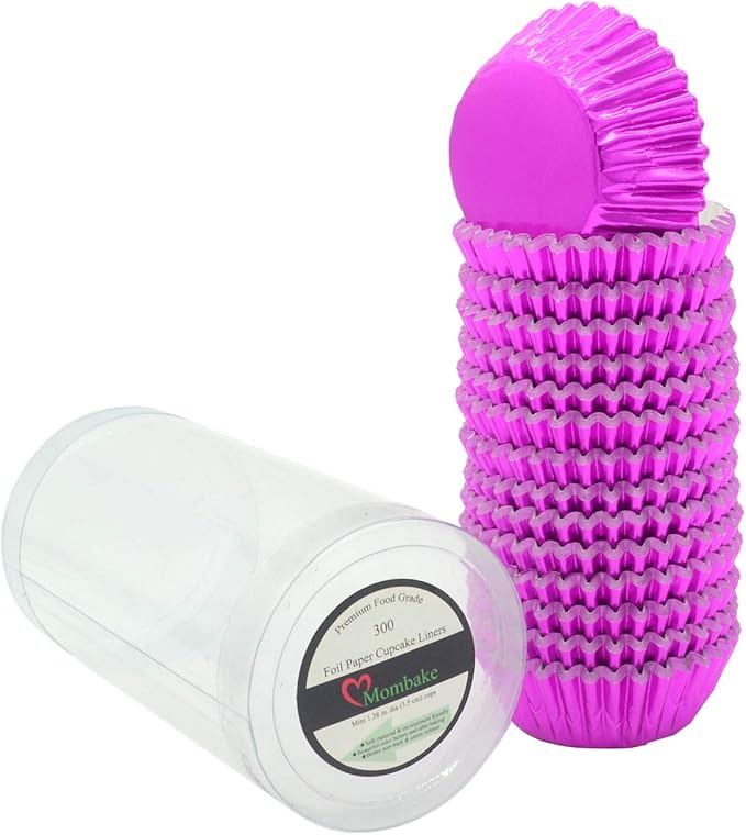 Mini Hot Pink Foil Cupcake Liners Muffin Baking Cups for Party and More, 300-Count