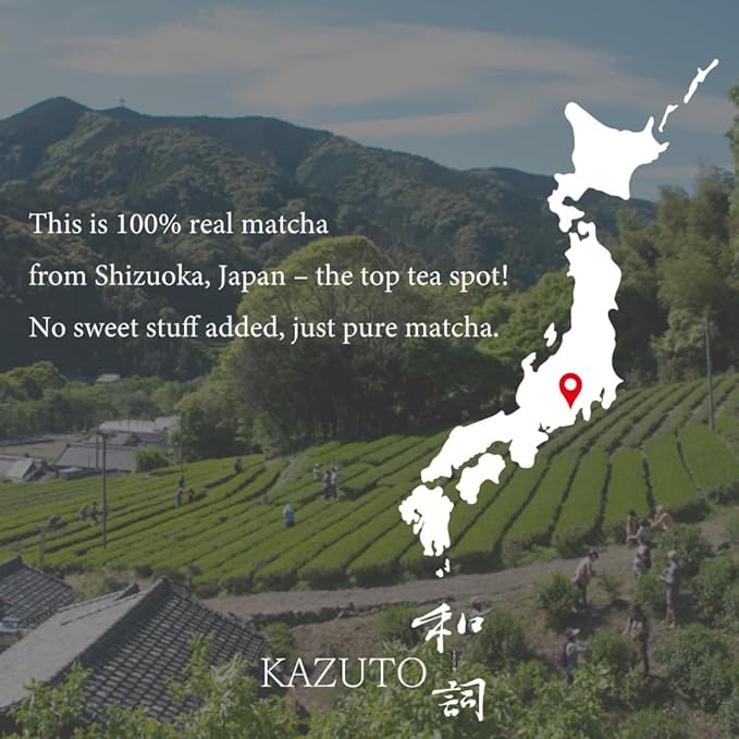 Kazuto Matcha powder Ceremonial grade Organic Green Tea Powder - Teahouse Edition - Premium First Harvest Ceremonial Grade - Authentic Japanese First Harvest Ceremonial Grade Matcha Green Tea Powder from Shizuoka