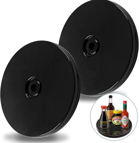 Bivethoi 2 Pack Mini Turntable Organizer, Black Rotating Tray, Acrylic Ball Bearing Plate for Kitchen, Spice Rack, TV, Laptop, Computer Monitor