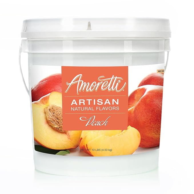 Amoretti - Natural Peach Artisan Flavor Paste, 10 lbs, Perfect For Ice Cream, Beverages, Cakes, and more, Preservative Free, Vegan, Gluten Free, No Artificial Sweeteners, Highly Concentrated