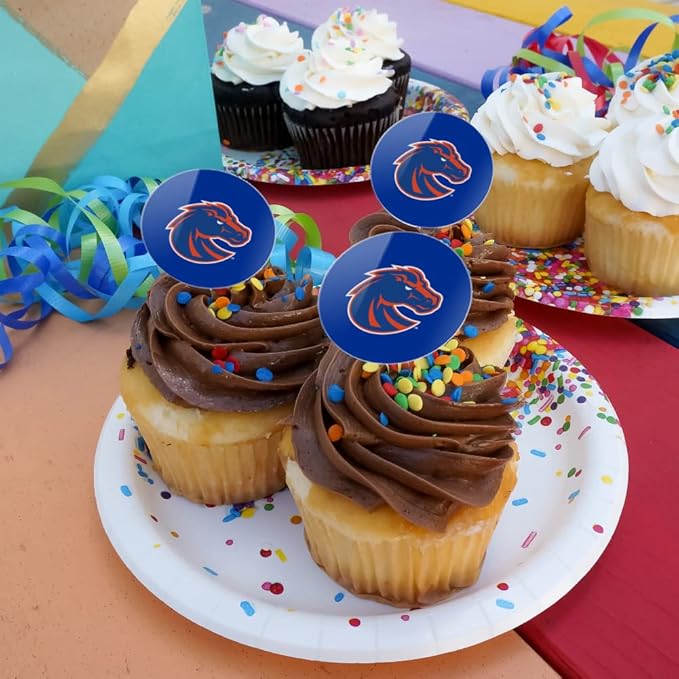 Boise State University Primary Logo Cupcake Picks Toppers Decoration Set of 6