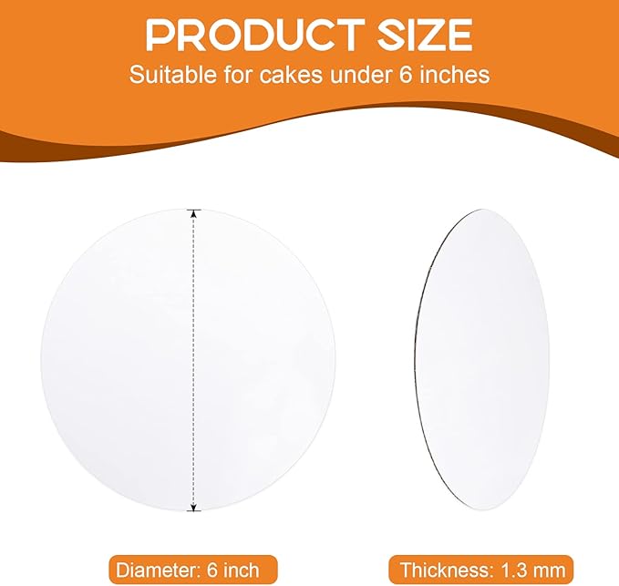 40 PCS Cake Boards 6 inch Round Cake Cardboard Rounds White Cake Board, Cake Circles Round Base Food-Grade Cardboard Cake Plate for Cakes Christmas Bread Desserts (Thin and Strong)