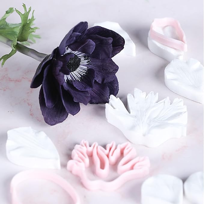 Daisy & Anemone Flower Fondant Mold Set, 2-in-1 Silicone Cake Decorating Mould for Gum Paste and Buttercream