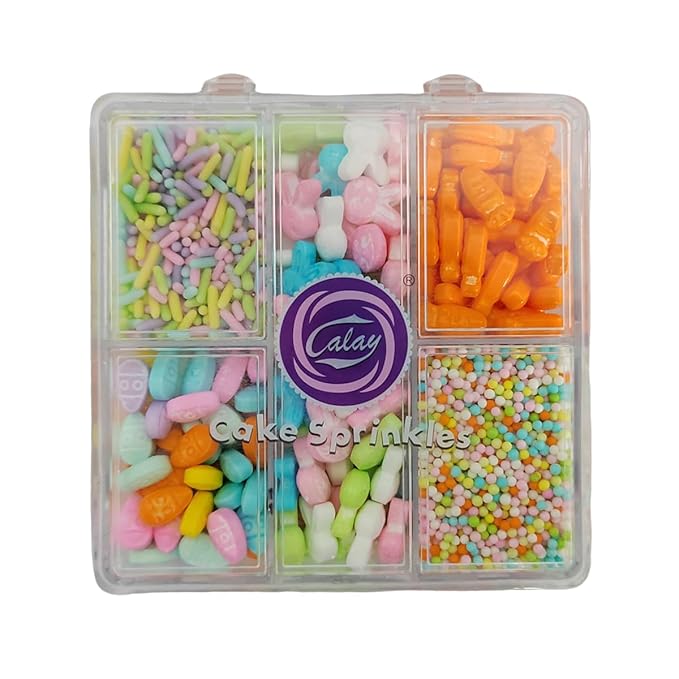 Homankit Easter Sprinkles Spring Edible Nonpareils Jimmies Sprinkle Rabbit Carrot Easter Egg for Baking Decorating, Ice Cream, Cookies, Cake Cupcake Toppers, 2.82 Ounces, Assorted Variety