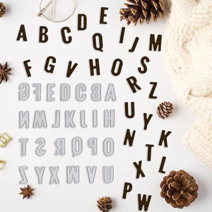 26 Alphabet Letters Die Cuts for Card Making, Capital Letters Words Cutting Dies Sets Stencils Embossing Template for Scrapbooking DIY Cards Photo Album Craft Decorations
