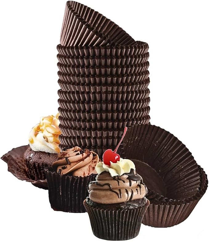 Green Direct Cupcake Liners - Standard Size Cupcake Wrappers to use for Pans or carrier or on stand - Paper Baking Cups, Brown, (Pack of 500)