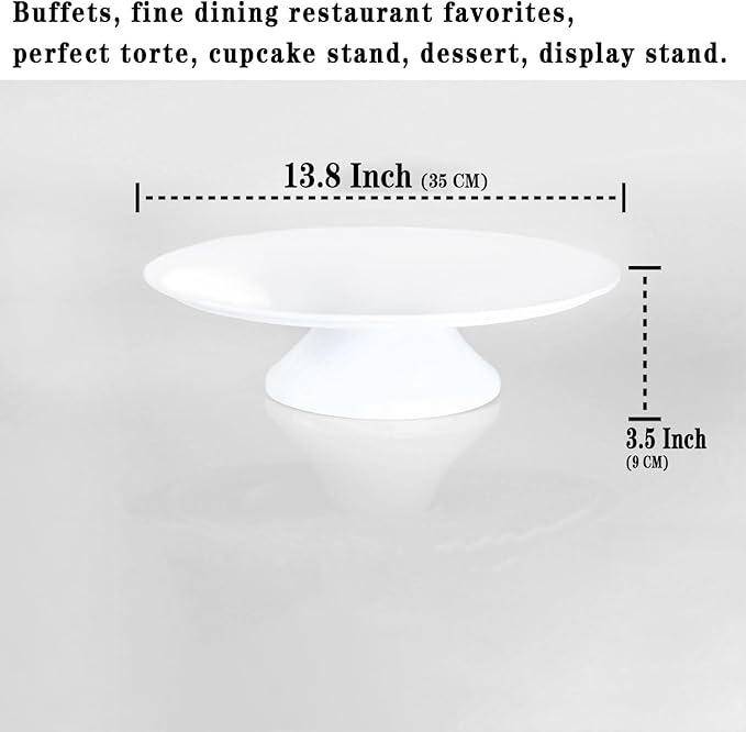 Porcelain Cake Stand, Round Dessert Stand, Cupcake Stand - Wedding and Birthday Decorating Cake Pedestal Stand - Dessert Display Serving Use at Parties, Restaurants, Birthday 13.8 Inch