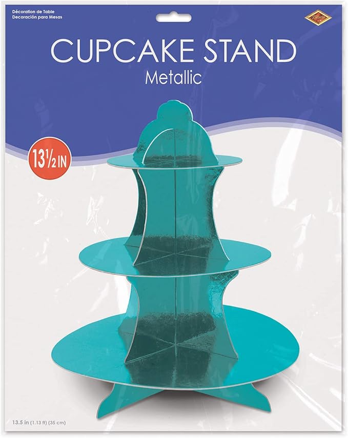 Beistle Turquoise Durable Metallic Cupcake Stand Holder Centerpiece For Weddings Anniversary Birthday Party Baby Shower Celebration Supplies