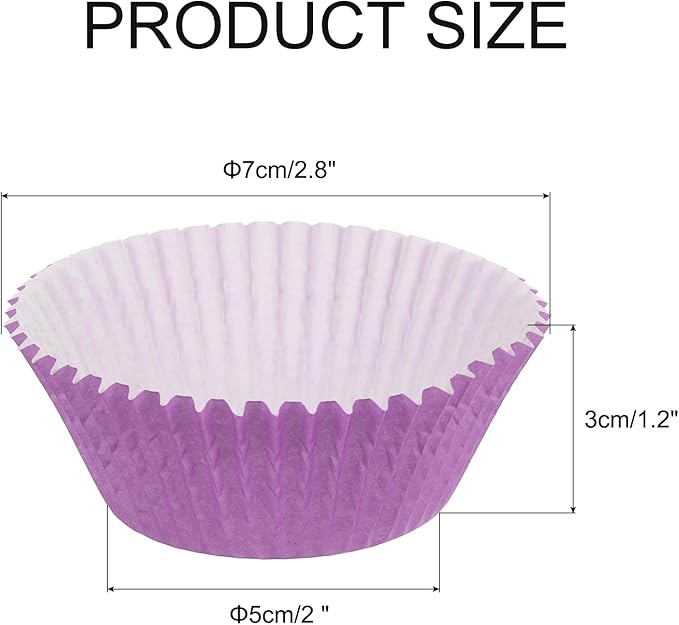 uxcell 100 Pcs Cupcake Liners, Muffins Paper Baking Cups Wrappers Standard Greaseproof for Baking Cupcake Wrapper, Purple
