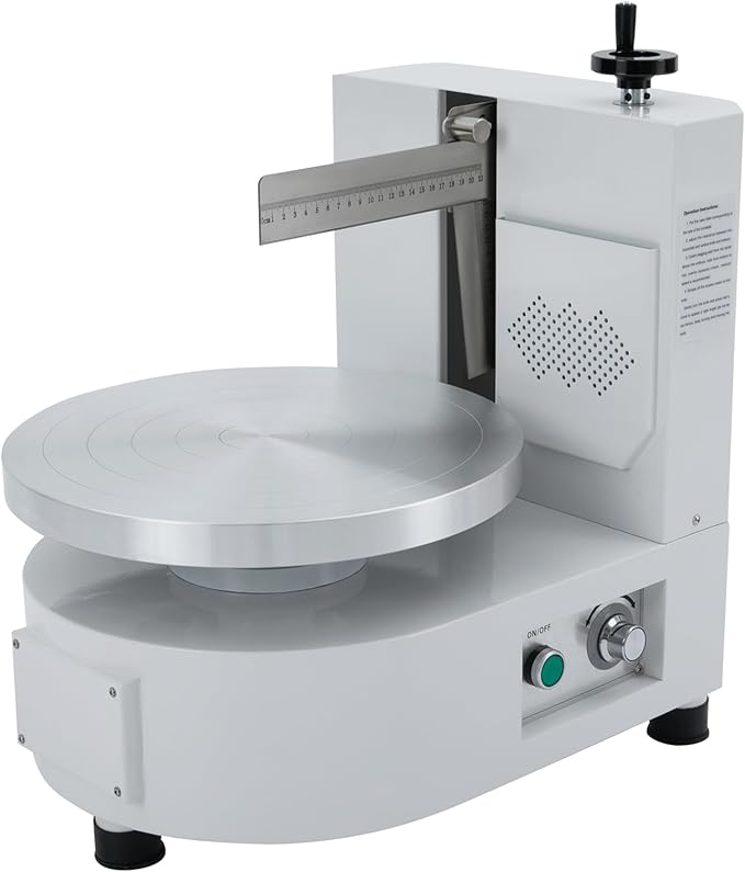 Cake Decorating Coating Machine, 80W Auto Cream Spreading Machine, Cake Cream Smooth Coating Decoration Machines with Adjustable Speed for 4-12 Inch Cakes Dessert Shops (White)