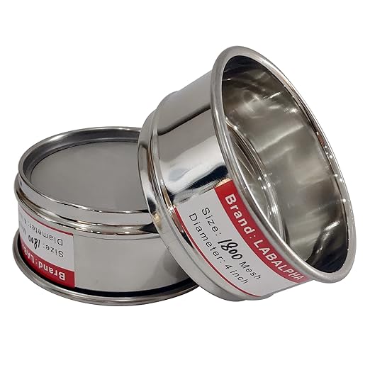 LABALPHA 1800 Mesh Lab Sieves, Test Sieve #1800 Mesh, 4'' Diameter, 304 Stainless Steel Wire Cloth (0.008mm)